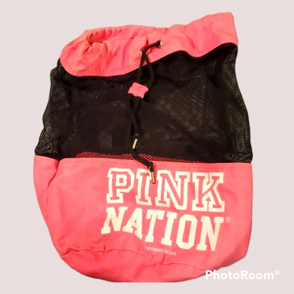PINK NATION VICTORIA'S SECRET MESH DUFFLE BAG - Picture 1 of 8